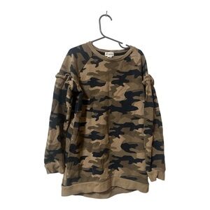 Miles the Label Camo Ruffle Sleeve Girls Pullover 8-10